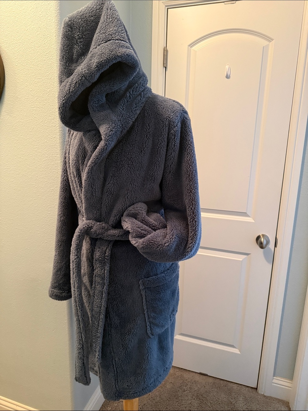 UGG Plush Hooded Robe in Charcoal Gray